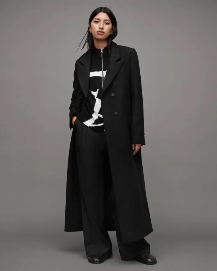 A Star Logo Cardigan Blackchalk White Women AllSaints Sweaters
