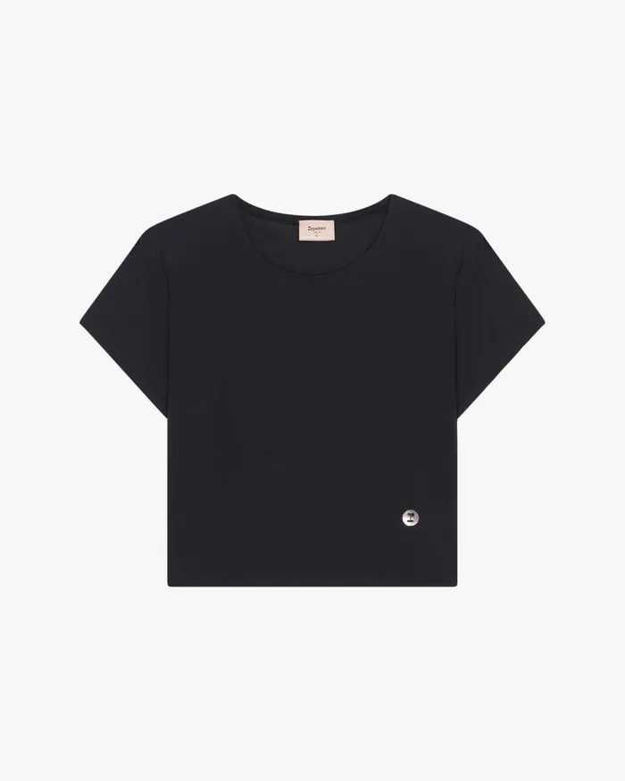 Active Silk Crop Top Black Women Repetto TShirts and WrapOver