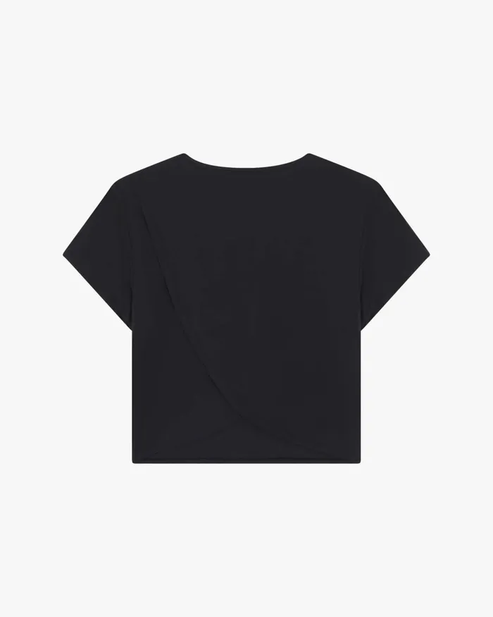 Active Silk Crop Top Black Women Repetto TShirts and WrapOver