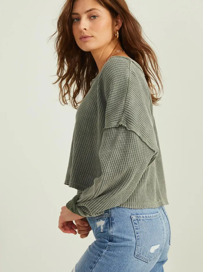 Addly Notched Thermal Top Thyme Women Altar039d State Blouses