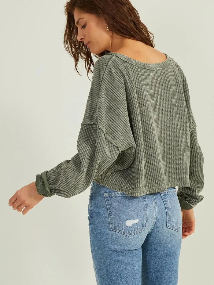 Addly Notched Thermal Top Thyme Women Altar039d State Blouses