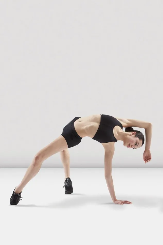 Adults Basics Bloch Arabesque V Front Short Black