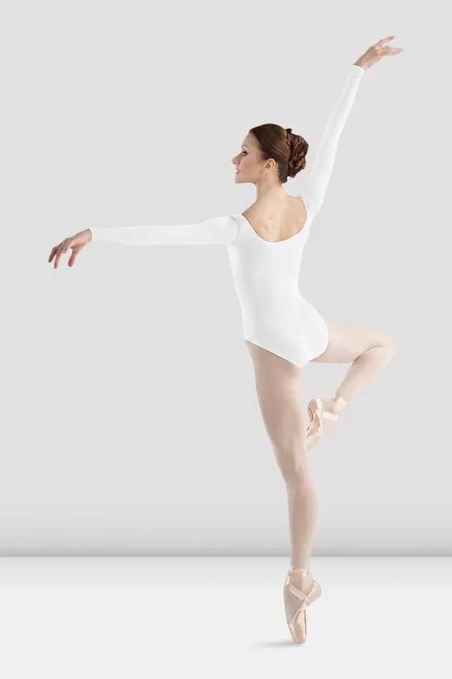 Adults Basics Bloch Premier Long Sleeve Leotard White