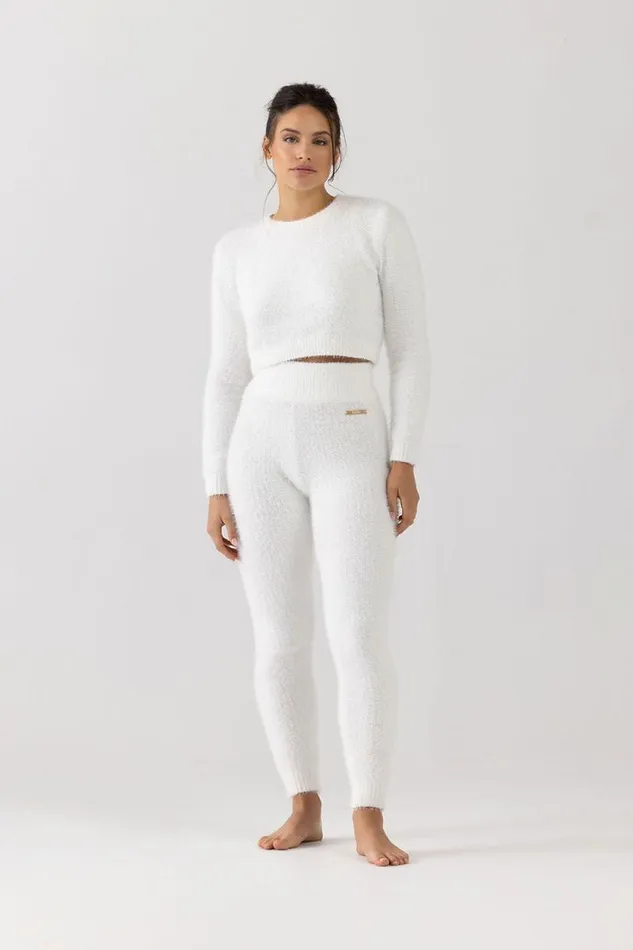 Adults Leggings Bloch Bloch Popcorn Stitch Legging White