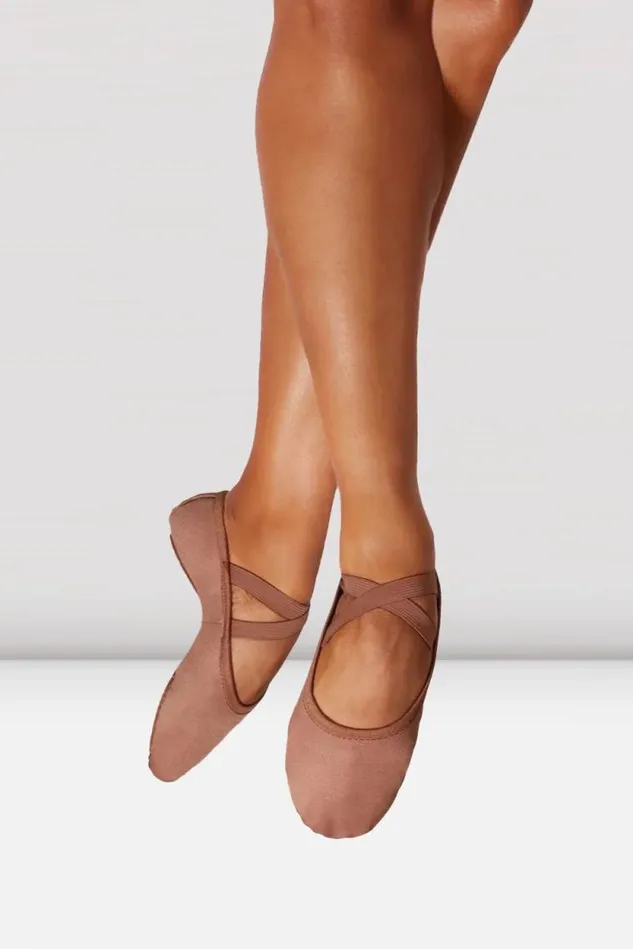Adults Tonal Footwear Bloch Performa Stretch Canvas Ballet Shoes Coffee
