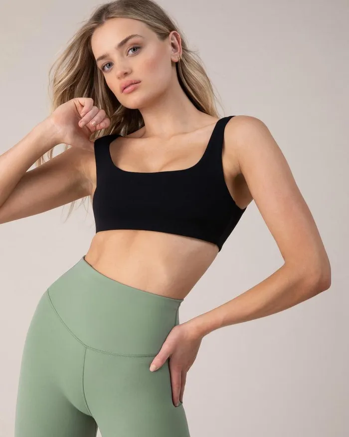Adults Tops Bloch BLOCHeverhold Square Neck Sports Bra In Ebony Bloch