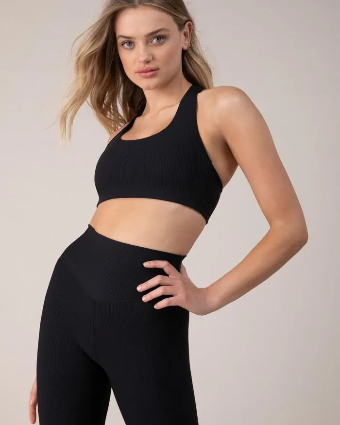 Adults Tops Bloch BLOCHrib Racerback Ribbed Sports Bra In Ebony Bloch Adults Tops Bloch BLOCHrib Racerback Ribbed Sports Bra In Ebony Bloch