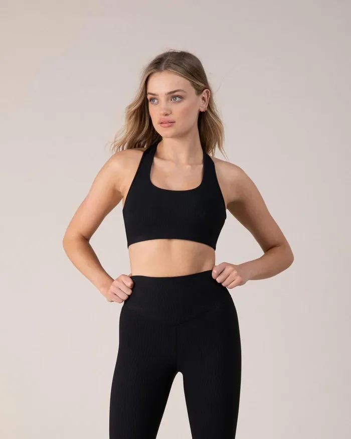 Adults Tops Bloch BLOCHrib Racerback Ribbed Sports Bra In Ebony Bloch Adults Tops Bloch BLOCHrib Racerback Ribbed Sports Bra In Ebony Bloch