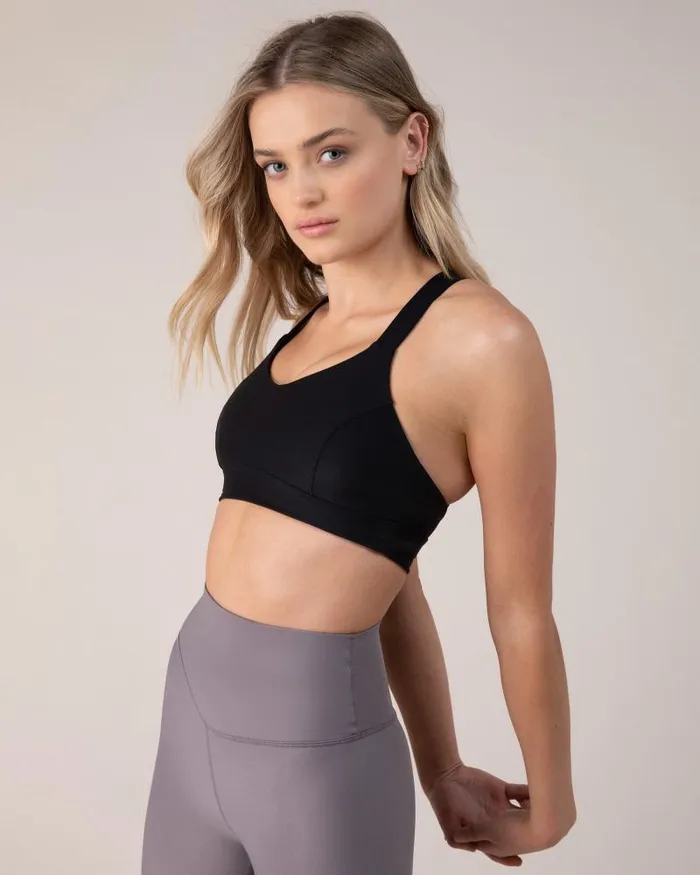 Adults Tops Bloch BLOCHsculpt Criss Cross High Compression Sports Bra 8211 Ebony BLOCH