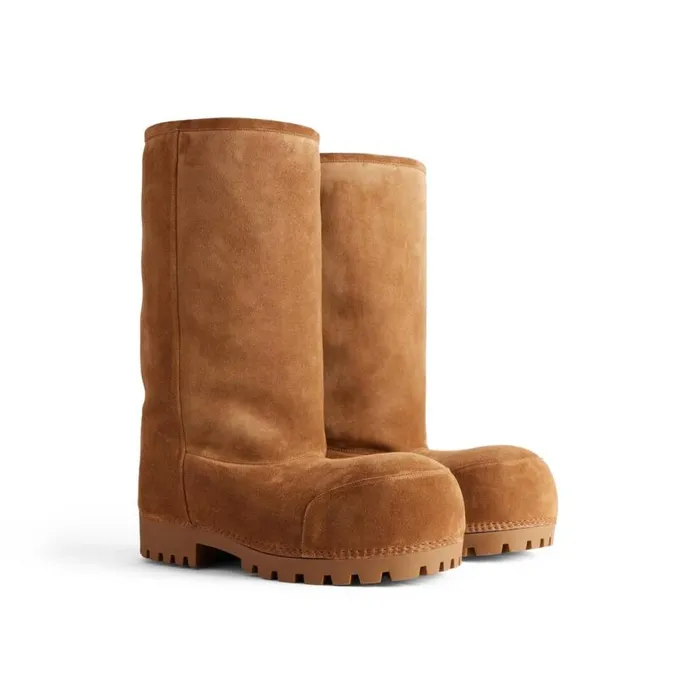 Alaska Fur High Boot In Brown Women Balenciaga Boots and Ankle Boots