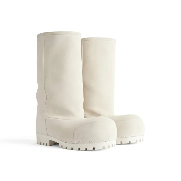 Alaska Fur High Boot In White Women Balenciaga Boots and Ankle Boots