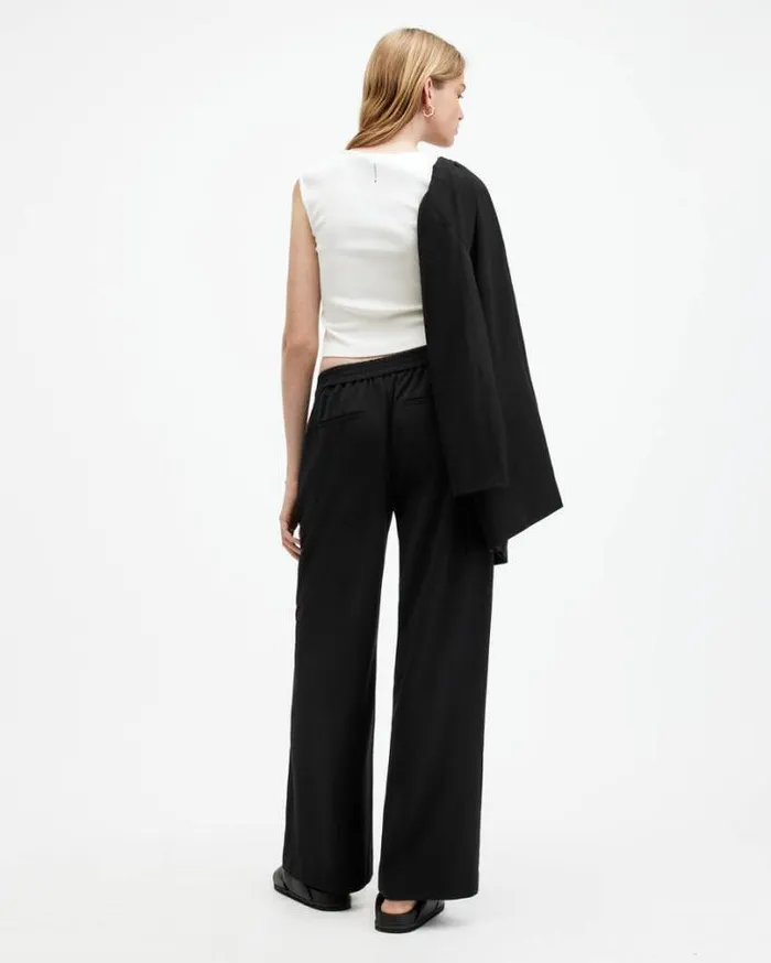 Aleida Lightweight Wide Leg Pants Black Women AllSaints Pants and Leggings