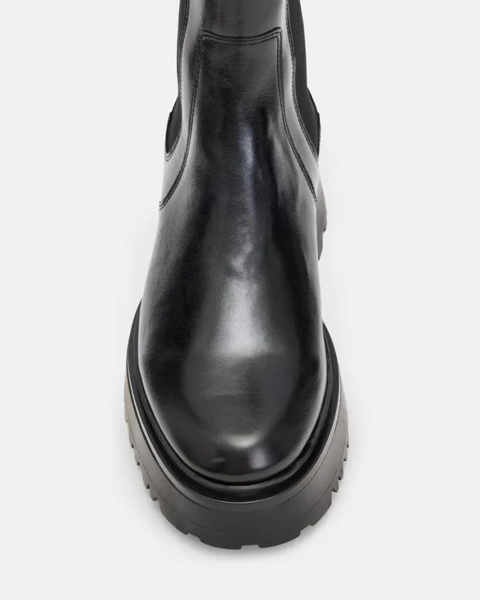 Amber Leather Round Toe Boots Black Women AllSaints Shoes and Boots