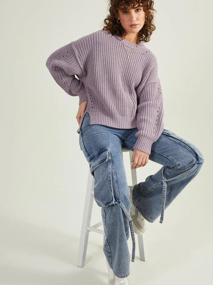 Amber Pointelle Chunky Sweater Nirvana Women Altar039d State Sweaters