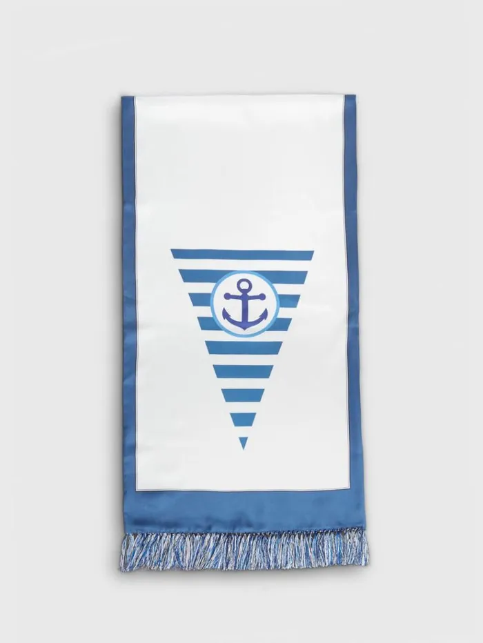 Anchor Printed Silk Scarf Blue Men Paul Stuart Scarves Hats Gloves
