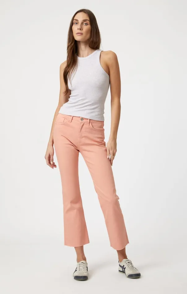 Anika Crop Flare In Peach Fuzz Flex Blue Women Mavi Jeans Denim