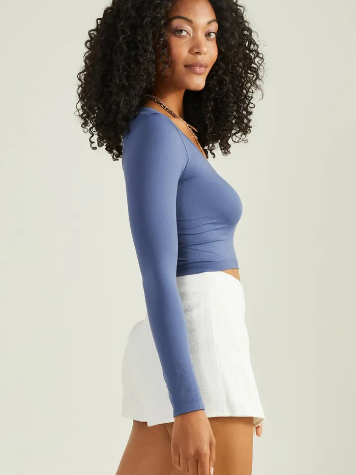 Arya Seamless Scoop Neck Top Denimblue Women Altar039d State Sleep Lounge