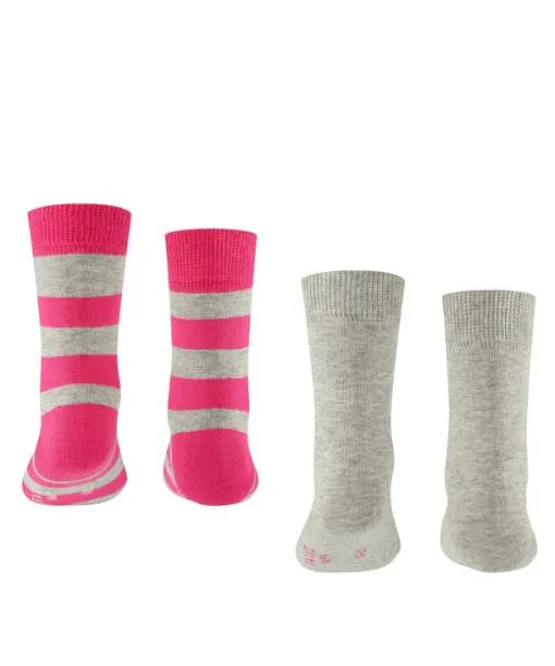 Babies and Kids Happy Stripe 2Pack Kids Socks Light Grey FALKE Socks