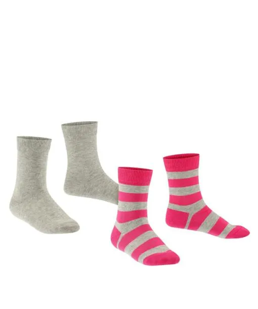 Babies and Kids Happy Stripe 2Pack Kids Socks Light Grey FALKE Socks