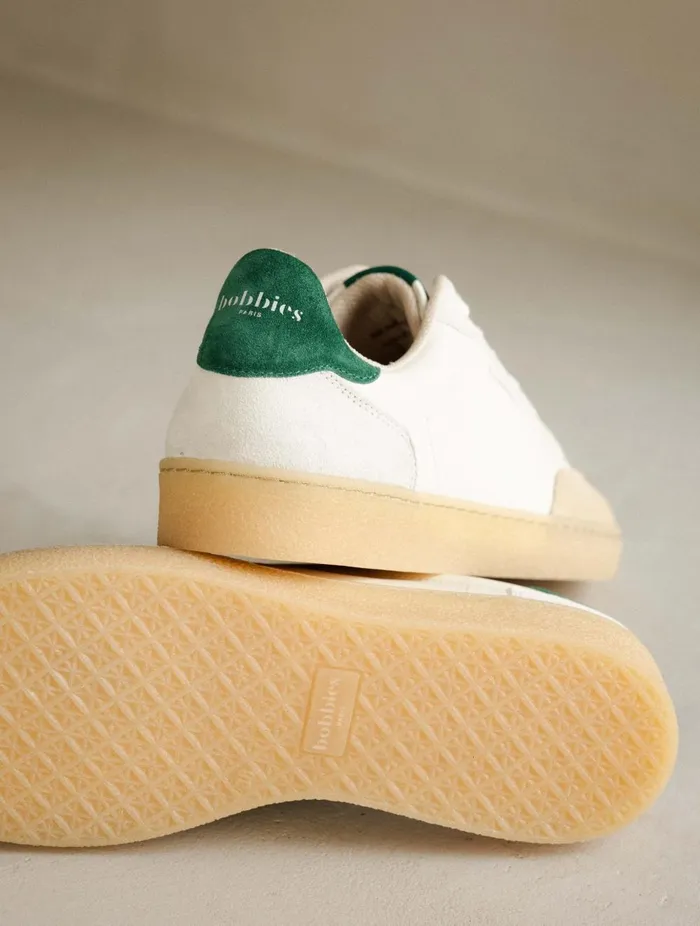 Bahia Off White and Imperial Green Women Bobbies Sneakers
