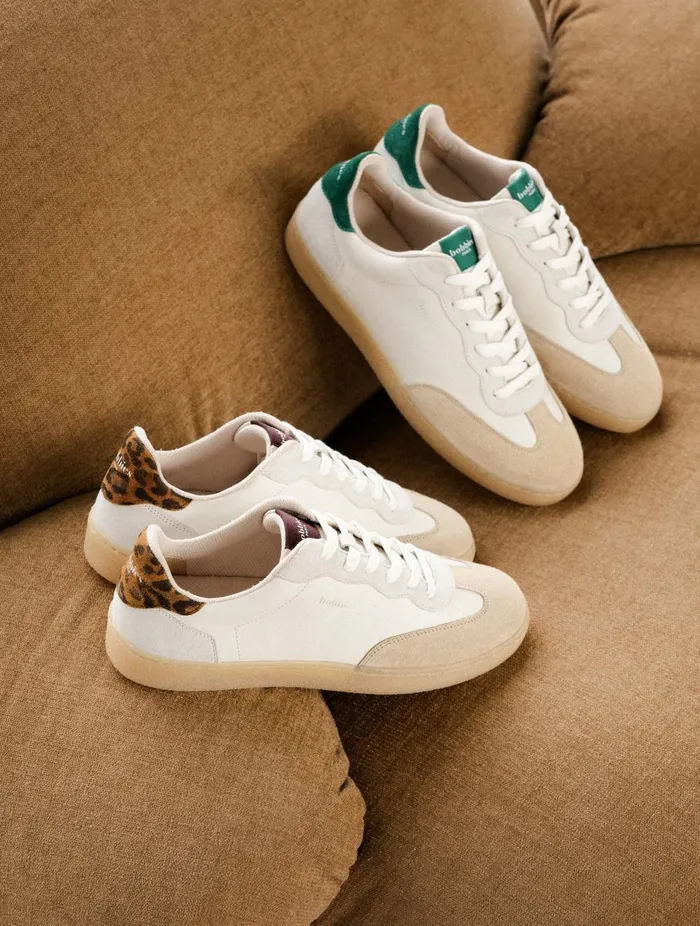 Bahia Off White and Imperial Green Women Bobbies Sneakers