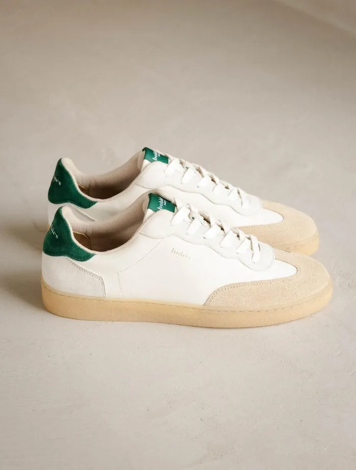 Bahia Off White and Imperial Green Women Bobbies Sneakers