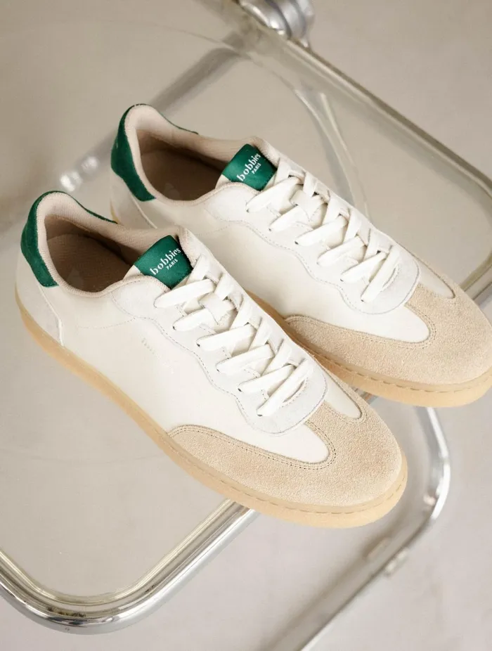 Bahia Off White and Imperial Green Women Bobbies Sneakers