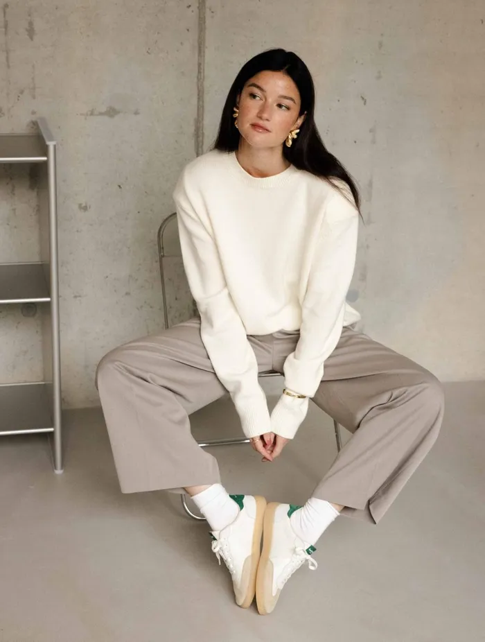 Bahia Off White and Imperial Green Women Bobbies Sneakers