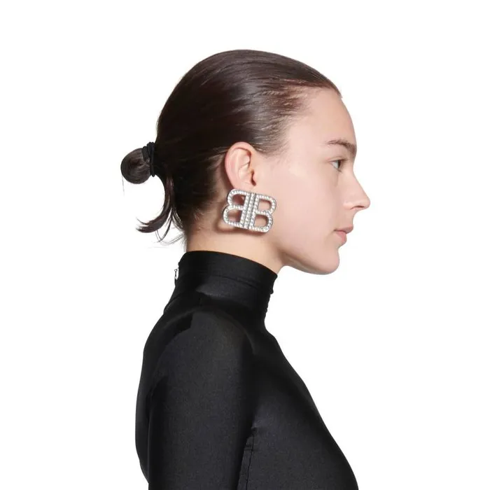 Bb 20 Earrings In Silver Women Balenciaga Jewelry