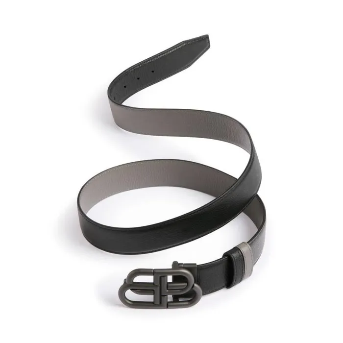 Bb Reversible Belt In Blackdark Grey Men Balenciaga Belts