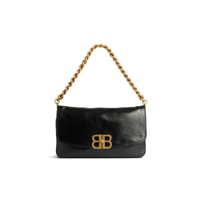 Bb Soft Medium Flap Bag In Black WomenMen Balenciaga Shoulder Bags