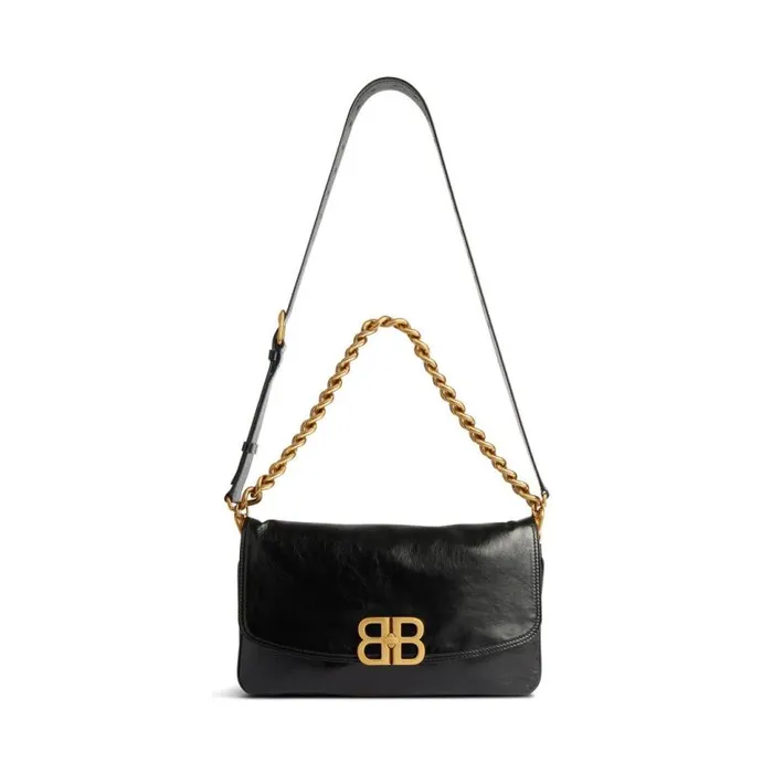Bb Soft Medium Flap Bag In Black WomenMen Balenciaga Shoulder Bags