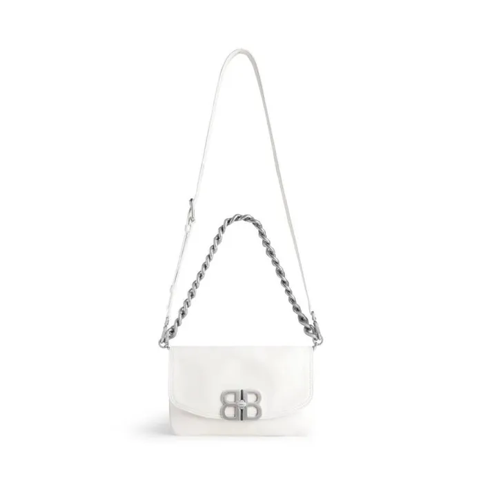 Bb Soft Small Flap Bag In Optic White Women Balenciaga Shoulder Bags