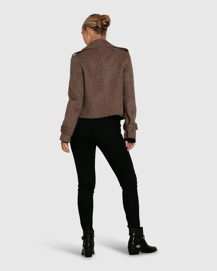 Belle and Bloom Coats and Jackets Women Better Off Military Peacoat 8211 Walnut