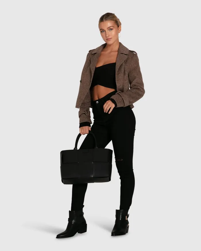 Belle and Bloom Coats and Jackets Women Better Off Military Peacoat 8211 Walnut