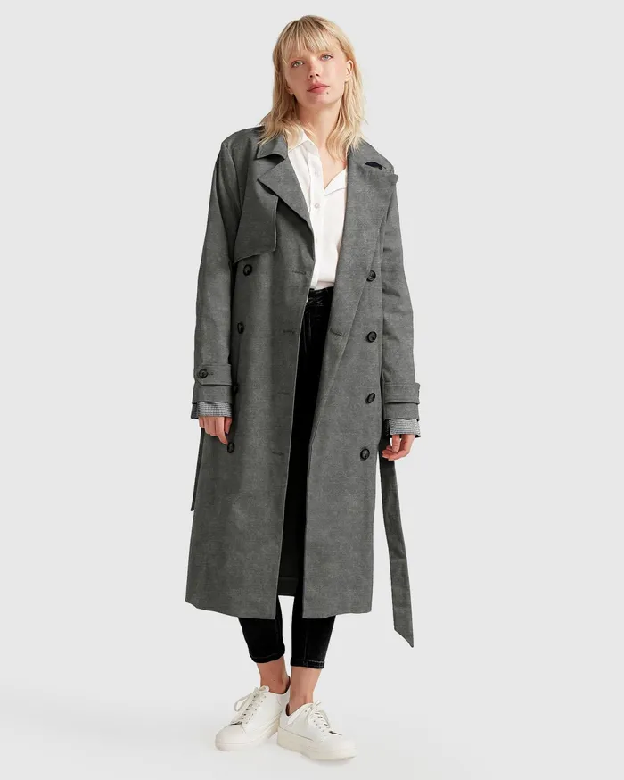 Belle and Bloom Coats and Jackets Women Empirical City Trench Coat 8211 Washed Black