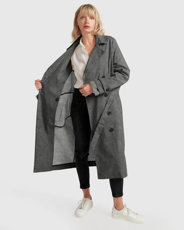 Belle and Bloom Coats and Jackets Women Empirical City Trench Coat 8211 Washed Black