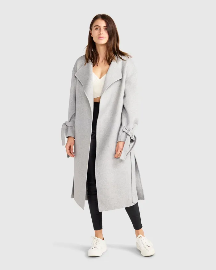 Belle and Bloom Coats and Jackets Women Head Over Heels Collarless Robe Coat 8211 Grey Marle