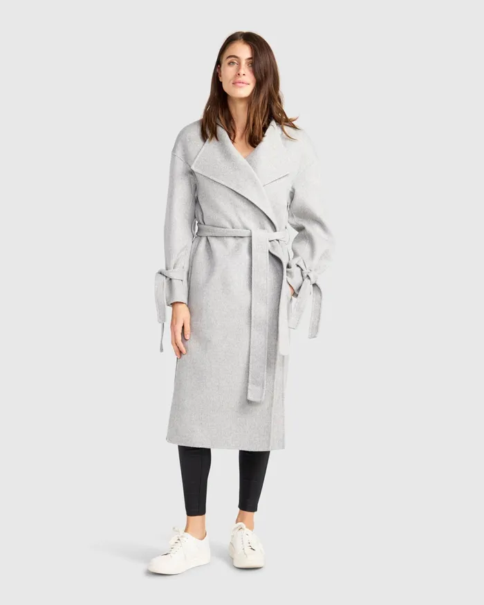 Belle and Bloom Coats and Jackets Women Head Over Heels Collarless Robe Coat 8211 Grey Marle