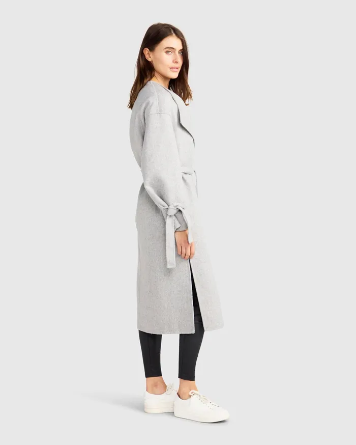 Belle and Bloom Coats and Jackets Women Head Over Heels Collarless Robe Coat 8211 Grey Marle