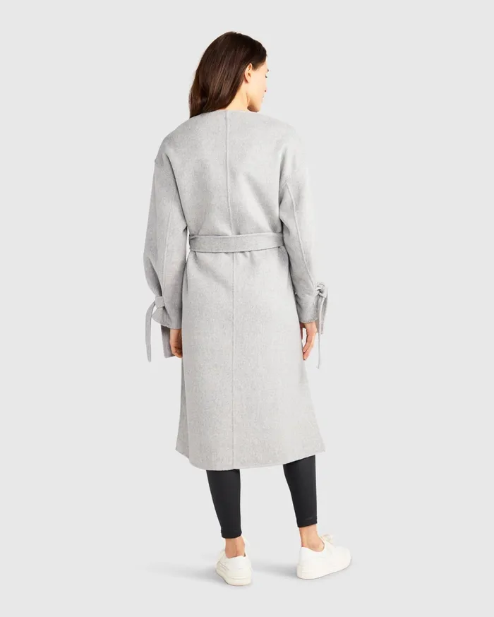 Belle and Bloom Coats and Jackets Women Head Over Heels Collarless Robe Coat 8211 Grey Marle