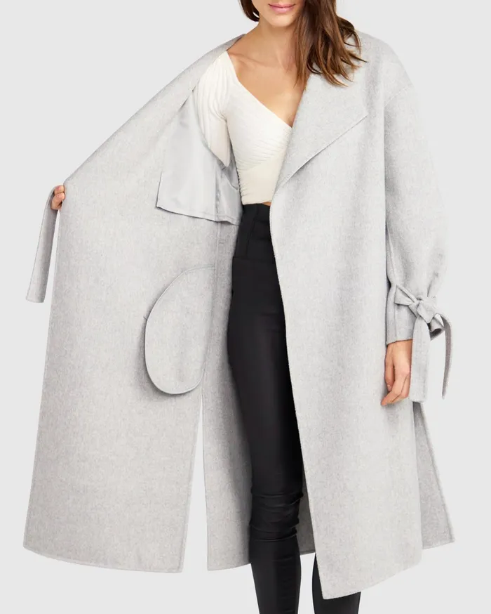 Belle and Bloom Coats and Jackets Women Head Over Heels Collarless Robe Coat 8211 Grey Marle