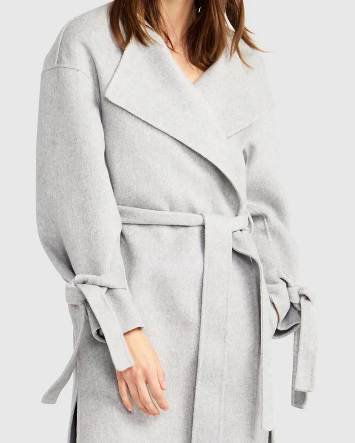 Belle and Bloom Coats and Jackets Women Head Over Heels Collarless Robe Coat 8211 Grey Marle