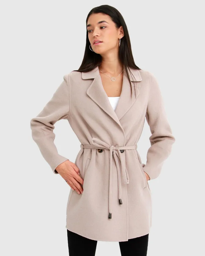 Belle and Bloom Coats Women Electric Feel Drawstring Coat 8211 Sand