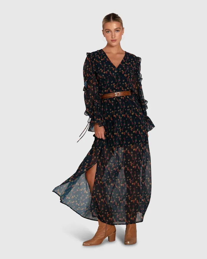 Belle and Bloom Dresses Women Come As You Are Floral Maxi Dress 8211 Navy