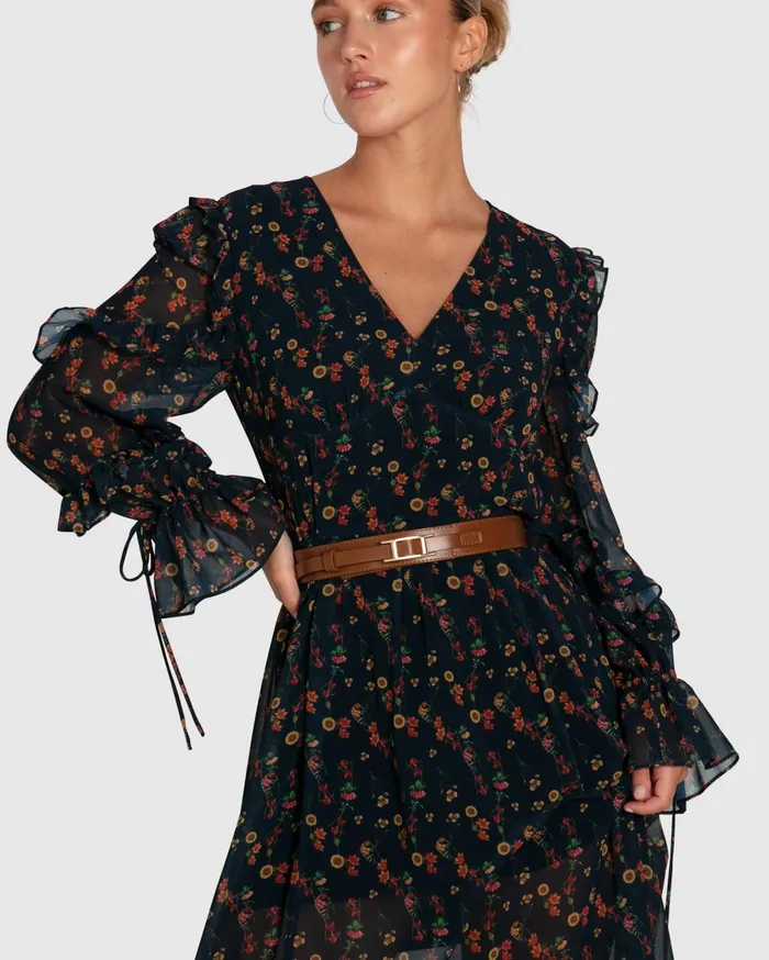 Belle and Bloom Dresses Women Come As You Are Floral Maxi Dress 8211 Navy