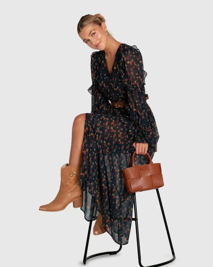 Belle and Bloom Dresses Women Come As You Are Floral Maxi Dress 8211 Navy