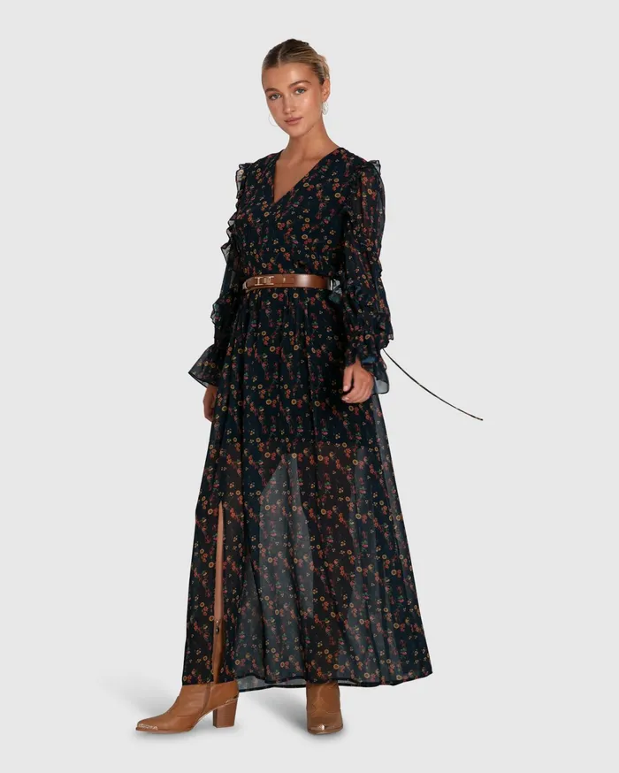 Belle and Bloom Dresses Women Come As You Are Floral Maxi Dress 8211 Navy