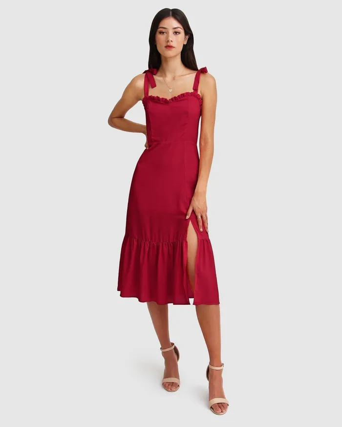 Belle and Bloom Dresses Women Summer Storm Midi Dress 8211 Red
