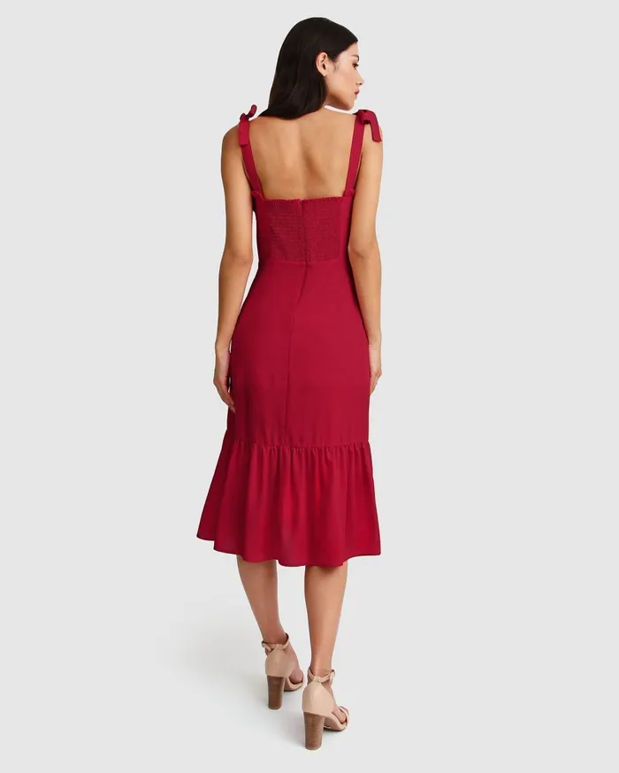 Belle and Bloom Dresses Women Summer Storm Midi Dress 8211 Red